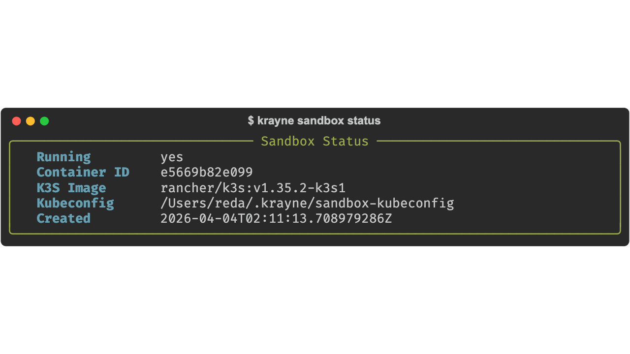 krayne sandbox status output